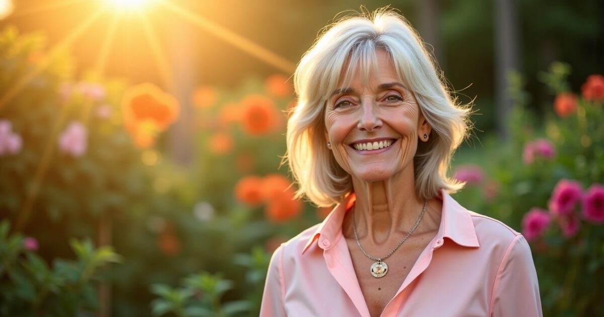 Coiffures raffinées pour femmes de 60 ans : mi-longs dégradés sublimés par une frange chic