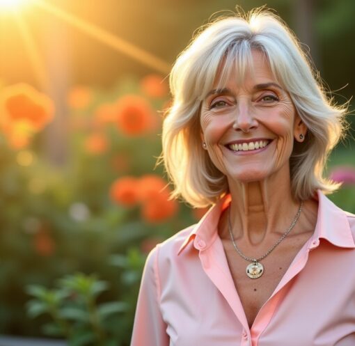 Coiffures raffinées pour femmes de 60 ans : mi-longs dégradés sublimés par une frange chic