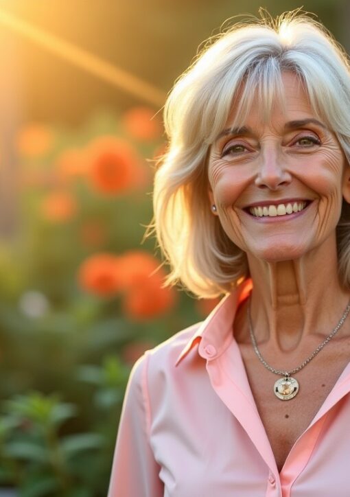 Coiffures raffinées pour femmes de 60 ans : mi-longs dégradés sublimés par une frange chic