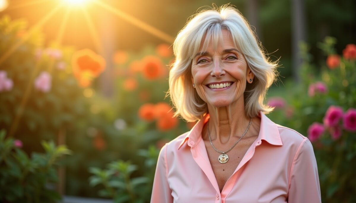 Coiffures raffinées pour femmes de 60 ans : mi-longs dégradés sublimés par une frange chic