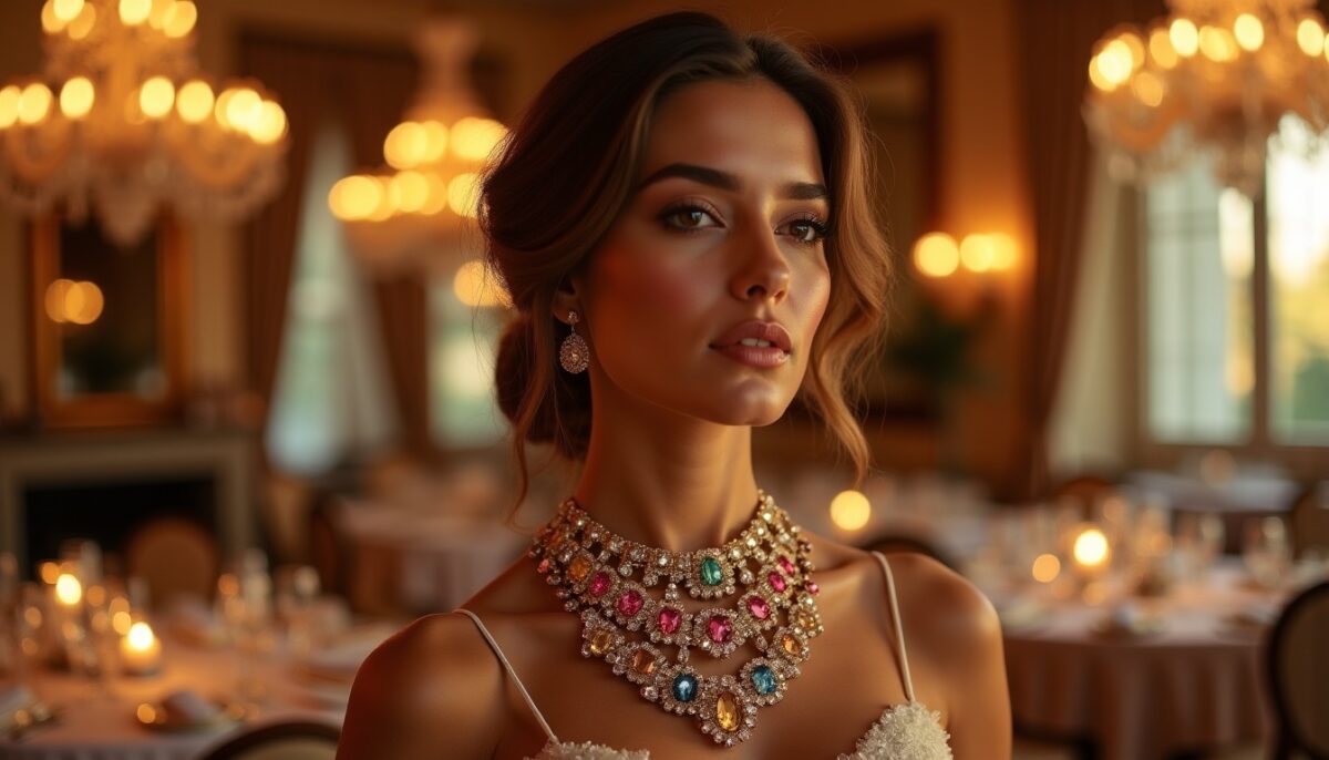 Quand un collier fait toute la déclaration, éclipsant même la robe
